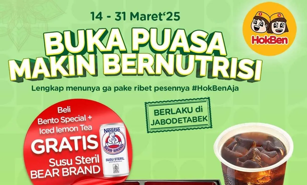 Promo HokBen Gratis Susu Bear Brand Spesial Ramadan, Berlaku 14-31 Maret 2025