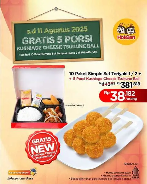 Promo HokBen Surprise Deal Gratis 5 Kushiage Cheese Tsukune Ball