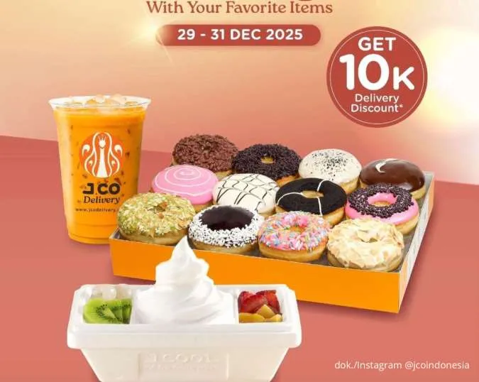 Promo J.CO Celebrate New Year 29-31 Desember, Pesan Online Diskon Ongkir Rp 10.000