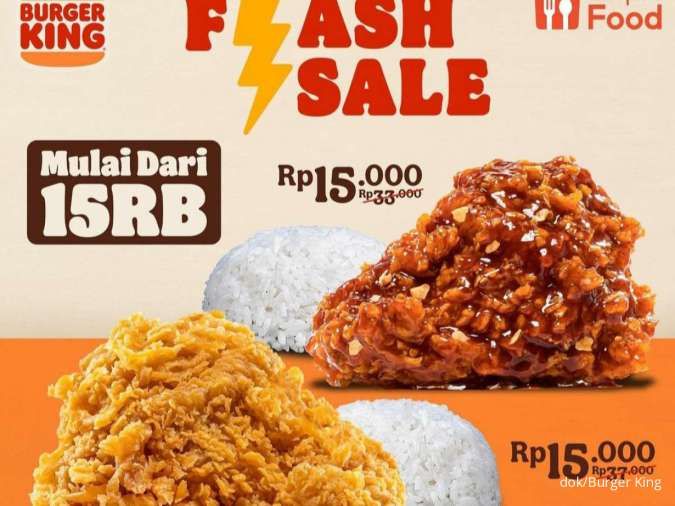 Promo Flash Sale Burger King 25-31 Agustus 2024 di ShopeeFood Cuma Rp 15.000