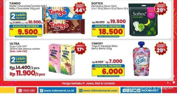 Promo Indomaret Weekend Hari Ini, Ada Ultra Milk dan Tango Beli 2 Lebih Hemat