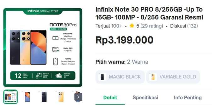Harga HP Infinix Note 30 Pro