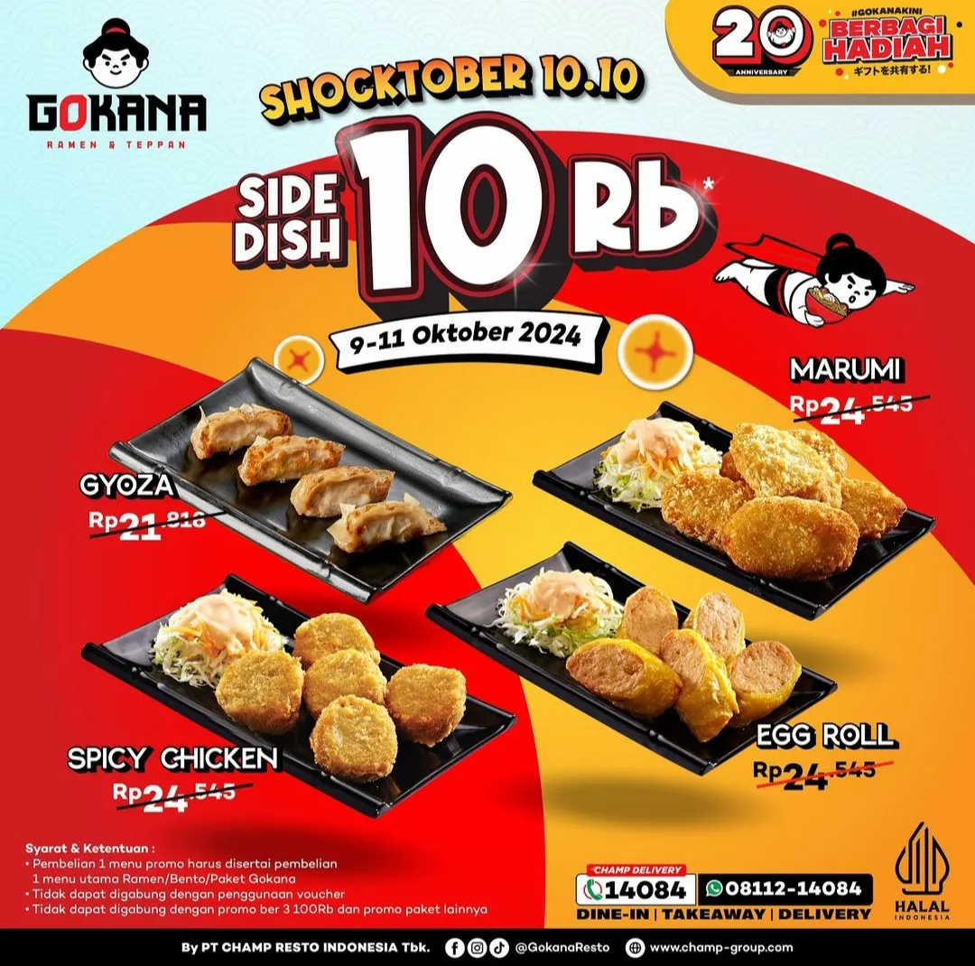 Promo 10.10 Gokana Side dish Rp 10.000