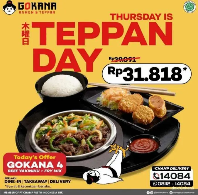 Promo Gokana 24 November 2022 Thursday is Teppan Day