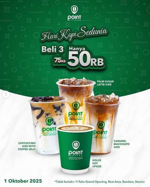 Promo Hari Kopi Sedunia 2025 di Point Coffee