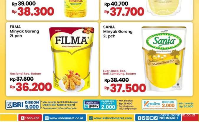 Promo Minyak Goreng di Indomaret dan Superindo Weekday, Diskon Rp 5.000 dengan BRI