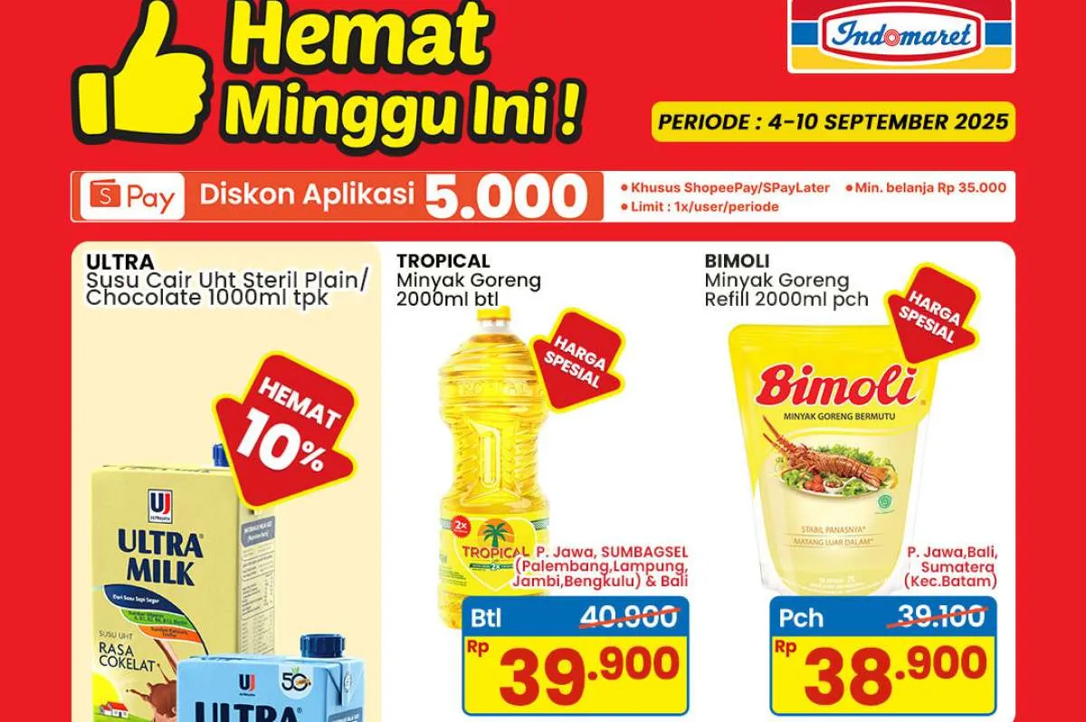 Promo Indomaret Hemat 4-10 September 2025, Bimoli & Ultra Milk Harga Spesial