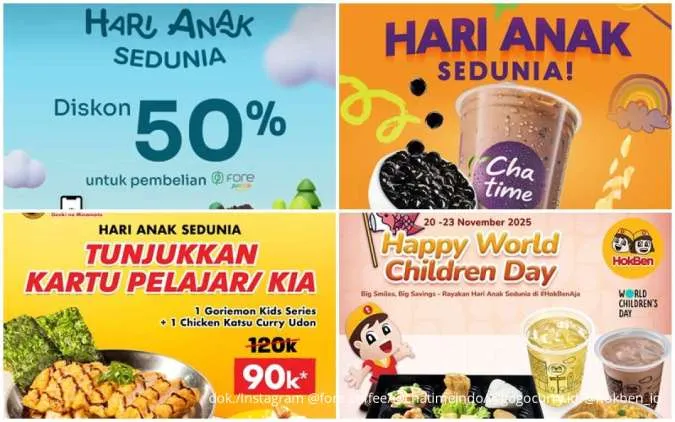 Kumpulan Promo Hari Anak Sedunia 20 November, Fore Coffee sampai HokBen Serba Hemat