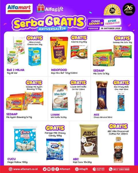 Promo HUT Alfamart Hanya Hari Ini 18 Oktober 2025