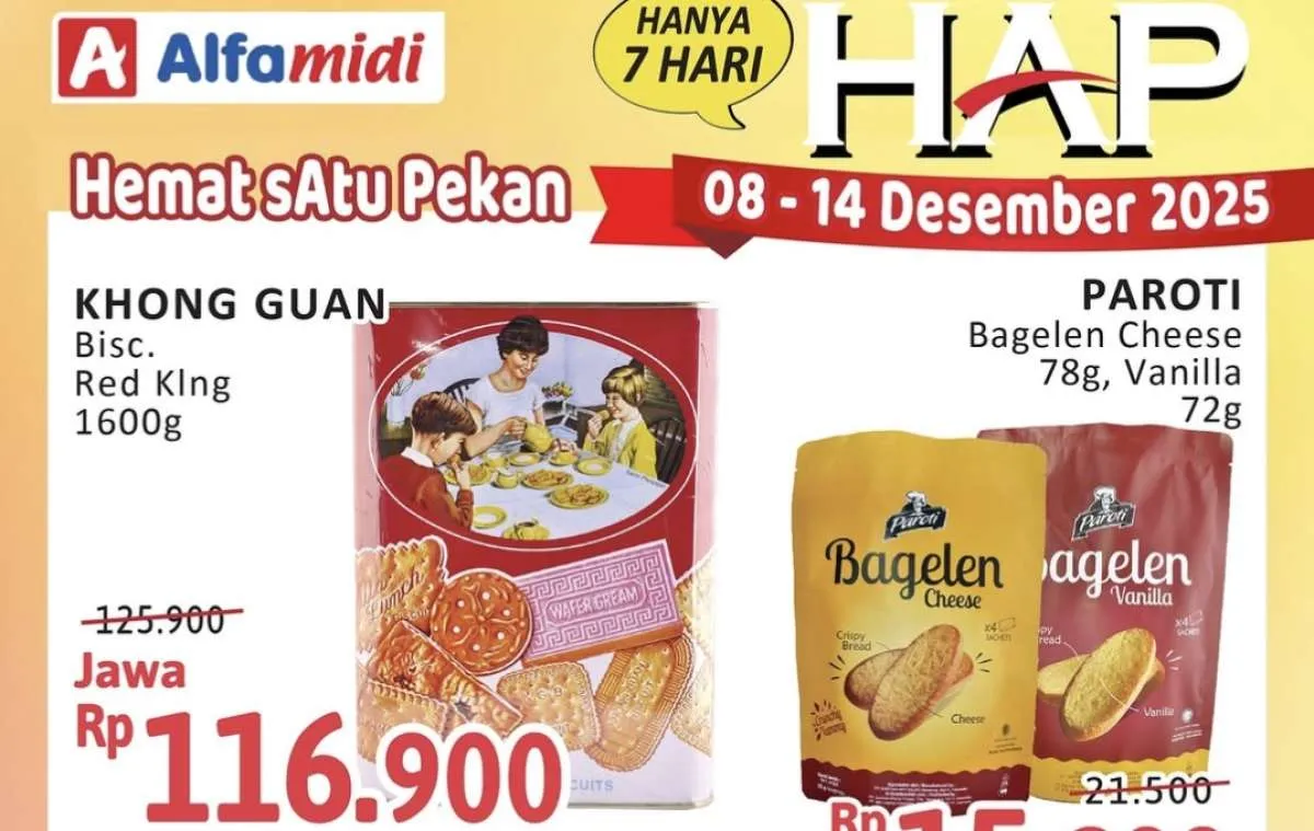 Katalog Promo Alfamidi Hemat Satu Pekan 8-14 Desember 2025, Khong Guan Harga Spesial