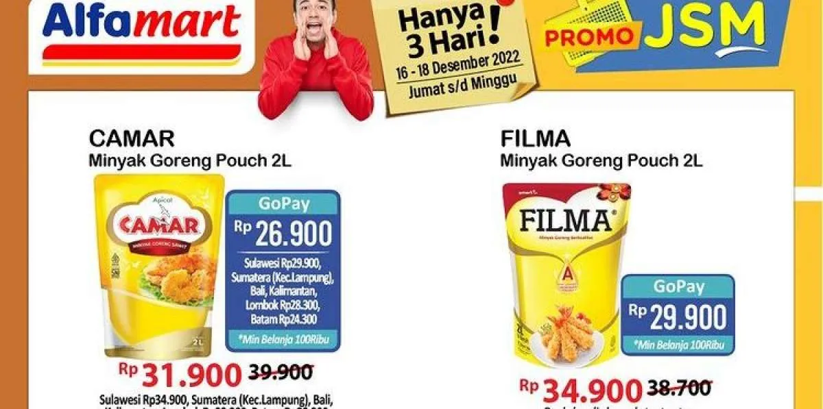 Harga Promo JSM Alfamart 16-18 Desember 2022, Beli Minyak Goreng Lebih Hemat