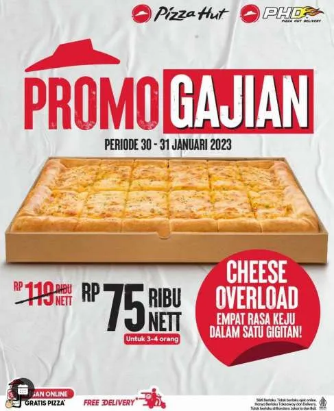 Promo Gajian Pizza Hut isi Cheese Overload Pizza dengan 4 topping keju berbeda 