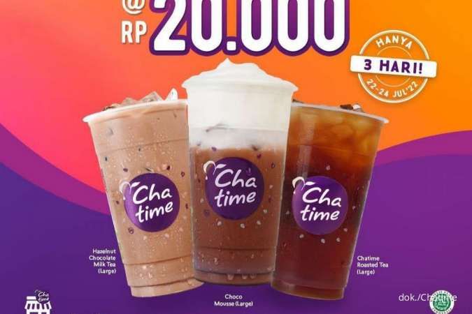Promo Chatime 22-24 Juli 2022, Salebration Chatime Large Size dan Popcan Rp 20.000