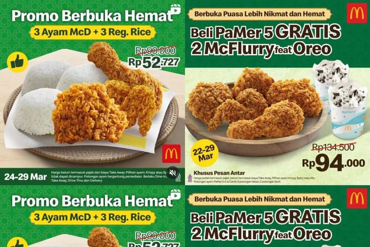 Hari Terakhir! Promo McD Paket 3 Ayam-Nasi dan PaMer 5 Gratis 2 McFlurry Oreo