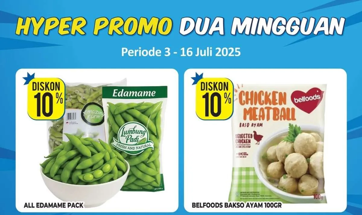 Promo Hypermart Dua Mingguan Periode 3-16 Juli 2025, Edamame-Bakso Ayam Diskon 10%