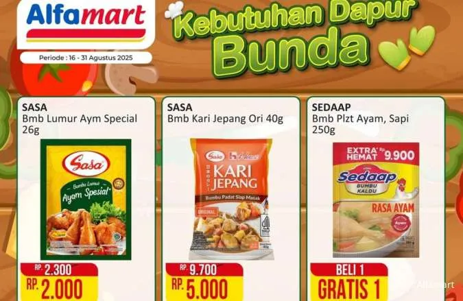 Promo Alfamart Kebutuhan Dapur 16-31 Agustus 2025, Beli 1 Gratis 1 Sedaap Kaldu Bubuk