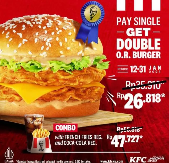 KFC promo Burger Double Januari 2024