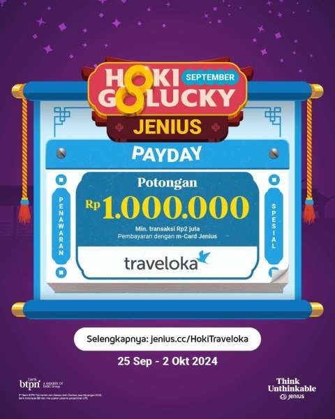 Promo Jenius di Traveloka 25 September-2 Oktober 2024