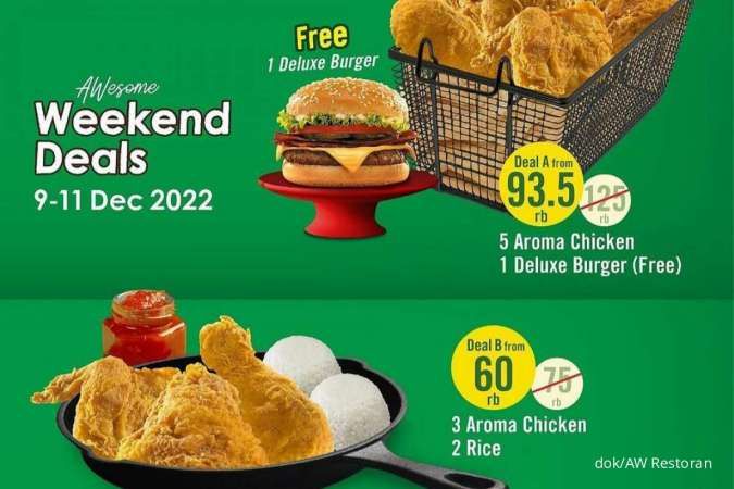 Promo AW Restoran Weekend Deals edisi 9-11 Desember 2022 Diskon Menu Ayam-Burger