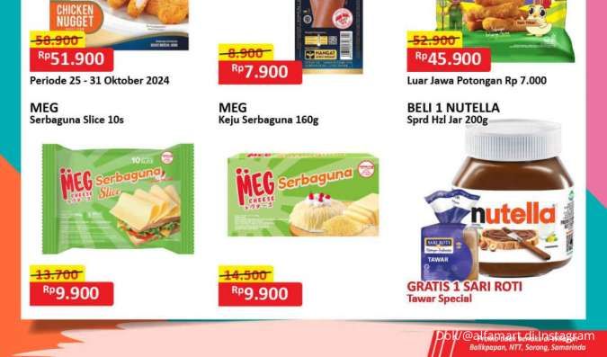 Promo JSM Alfamart 25-27 Oktober 2024, Beli 1 Nutella Gratis 1 Sari Roti Tawar