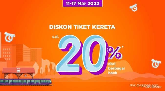Promo PegiPegi, Diskon Tiket Kereta Hingga 20% dari Sejumlah Bank