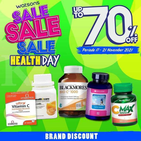 Katalog Promo Watsons Health Day 17-21 November 2021, Aneka Vitamin Diskon hingga 70%