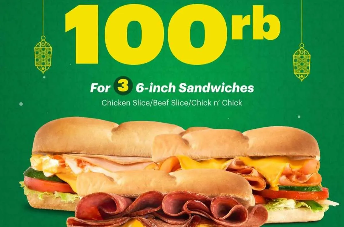Promo Subway Jumat Berkah, Nikmati 3 Sandwich 6-inch Cuma Rp 100.000