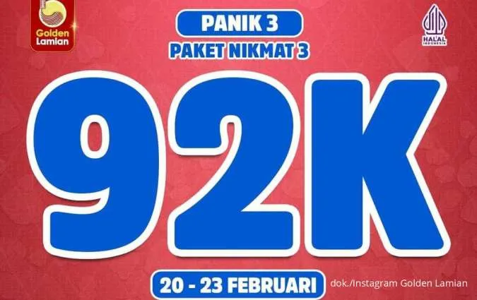 Promo Golden Lamian Paket Nikmat 20-23 Februari, Mulai Rp 92.000 Bebas Pilih 3 Menu