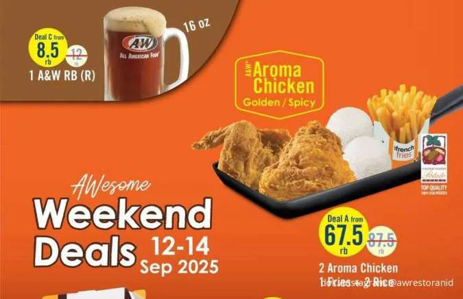 Promo A&W Weekend Deals Paket Ayam + Free Cheeseburger, Cuma 12-14 September