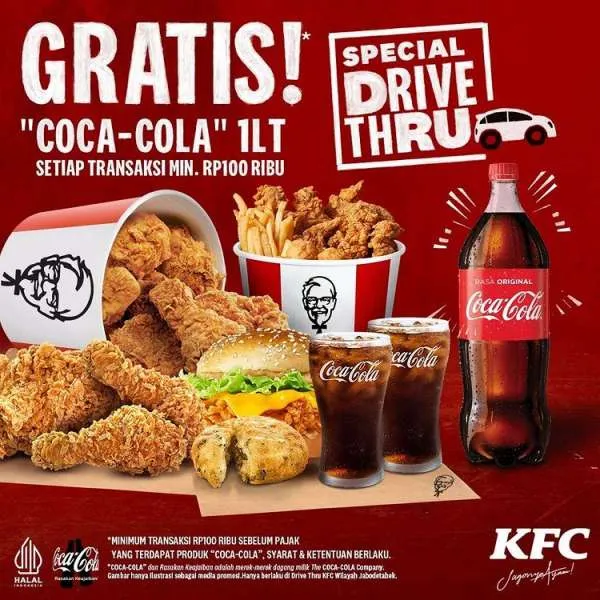 Promo KFC Spesial Drive Thru Gratis Coca-Cola sepanjang 2022