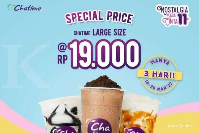 Promo Chatime 18-20 Maret 2022, Harga Spesial Large Size dan Popcan Rp 19.000