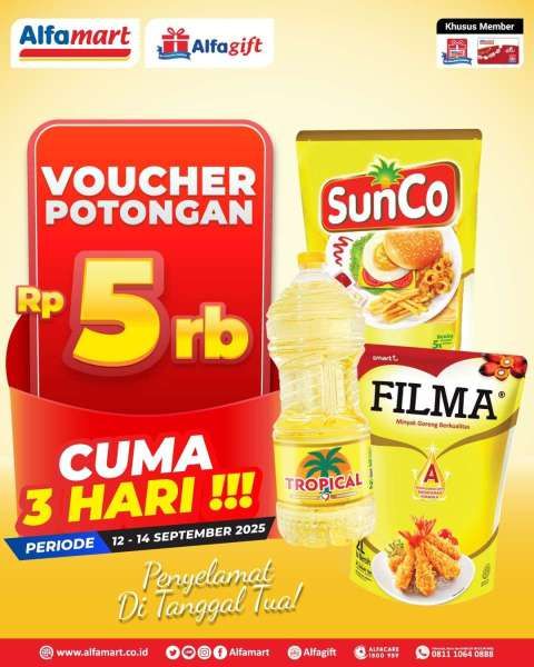 Voucher Cashback Rp 5.000 di Alfamart September 2025