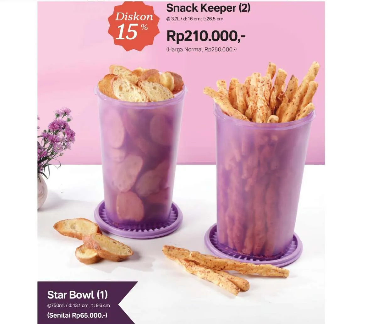 Khusus tempat snack, katalog promo Tupperware Agustus 2021 beri diskon hingga 15%