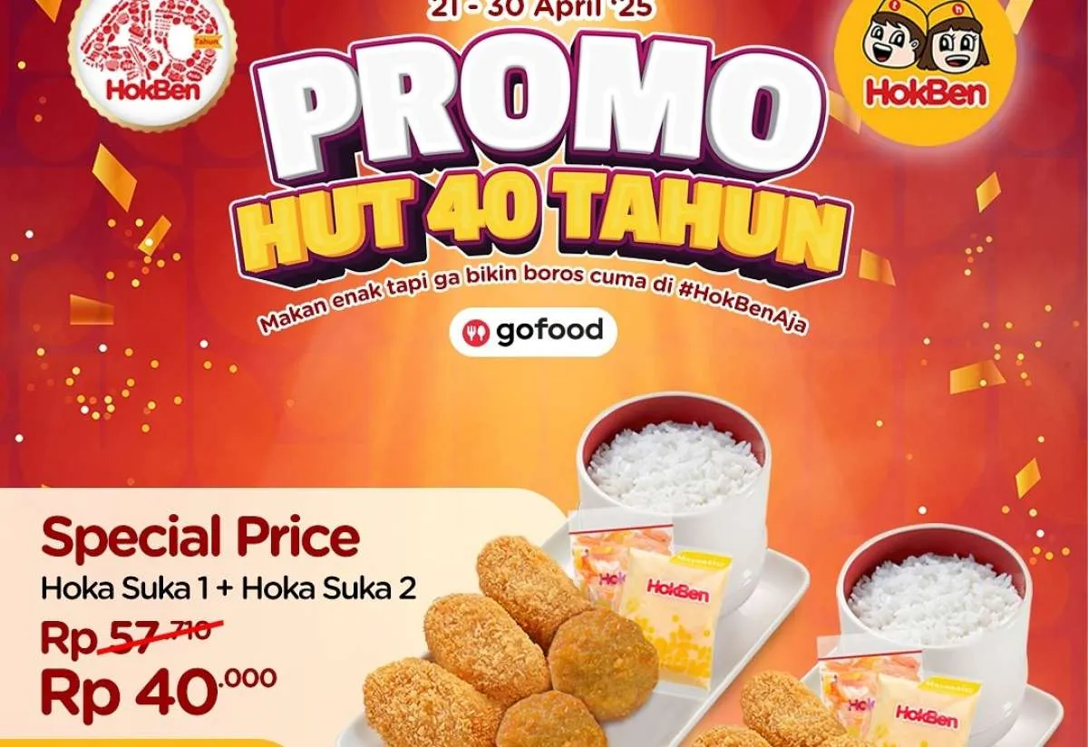 Promo HUT HokBen di Bulan April 2025 dengan Yup Sampai Gofood Spesial 40 Tahun