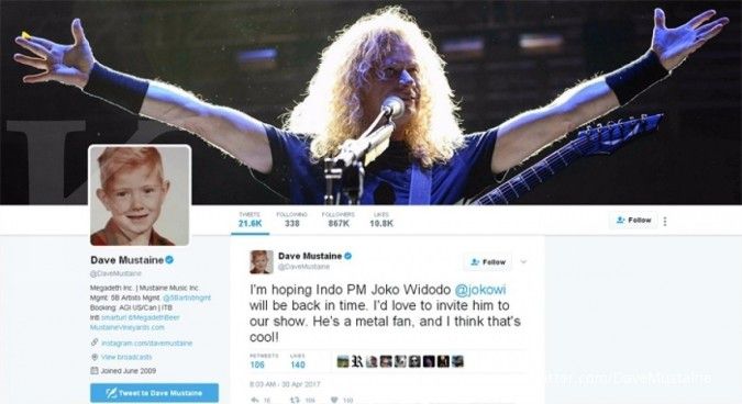 Megadeth undang Jokowi tonton Hammersonic 2017