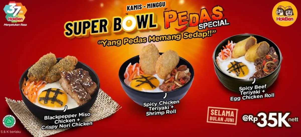 Promo Hokben 16-19 Juni 2022, Paket Super Bowl Edisi Pedas Spesial Rp 35.000