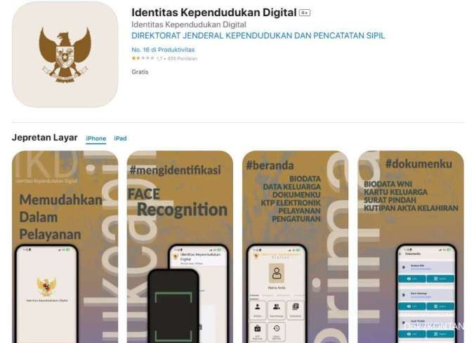 Aplikasi Identitas Kependudukan Digital atau IKD di App Store