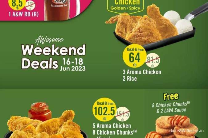 Promo AW Restoran Weekend Deals, Ada Diskon Aroma Chicken Edisi 16-18 Juni 2023
