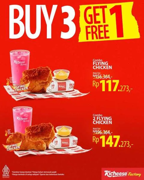Promo Richeese Factory Buy 3 Get 1 Flying Chicken