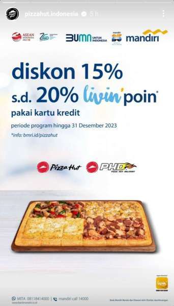 Promo Pizza Hut Terbaru Oktober 2023 Bersama Livin by Mandiri