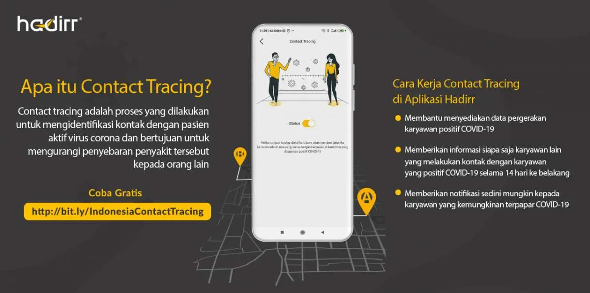 Bantu lacak persebaran COVID-19, aplikasi absensi Hadirr luncurkan fitur Contact Trac