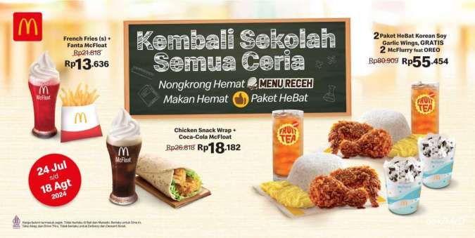 Promo McD Menu Receh Edisi Kembali ke Sekolah Diskon Rp 13.636 hingga 18 Agustus 2024