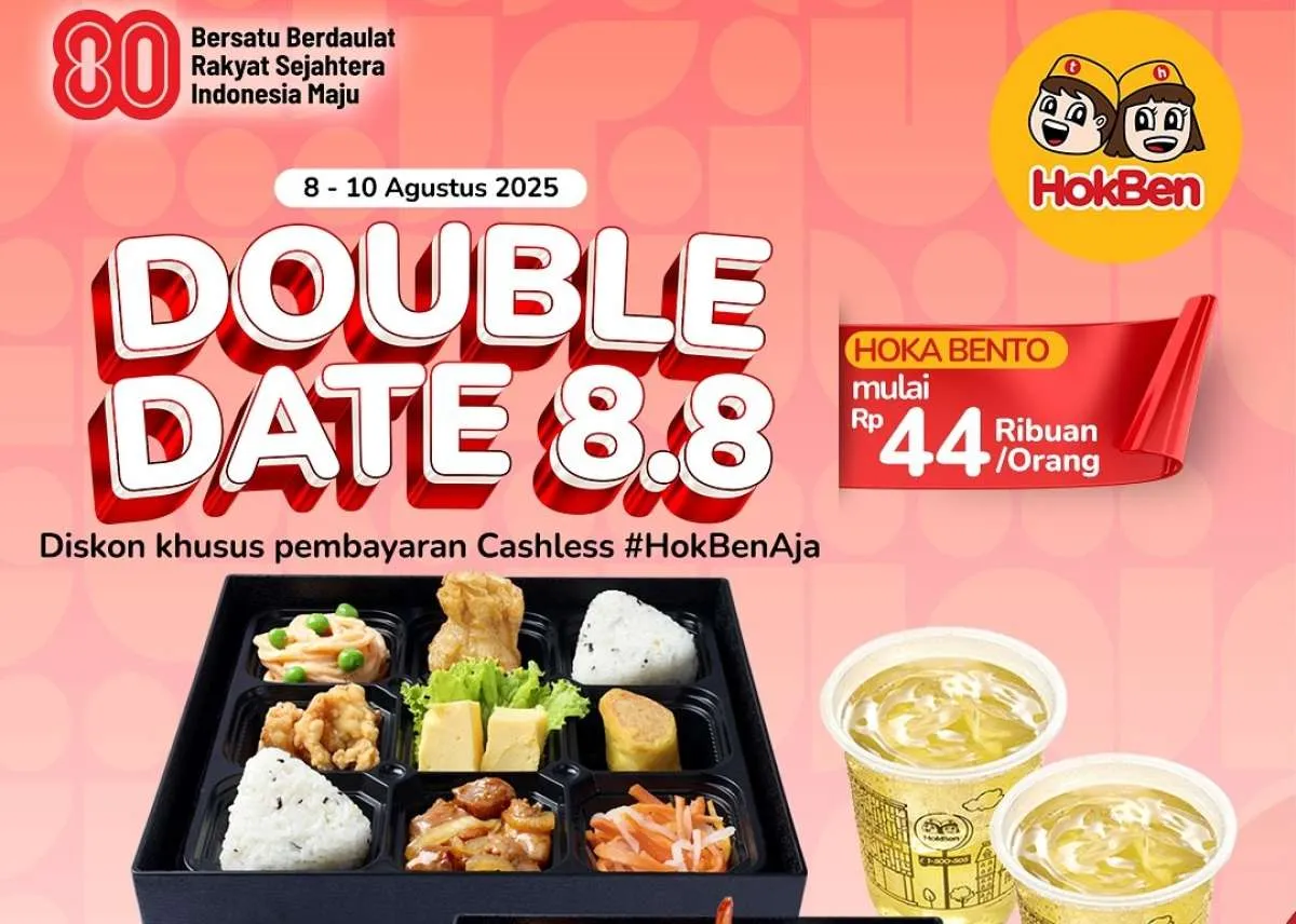 Promo HokBen Double Date 8.8 Periode 8-10 Agustus, 3 Paket Berdua Serba Rp 88.000