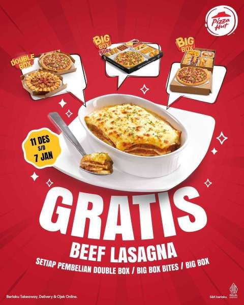 Promo Pizza Hut Gratis Beef Lasagna Terbaru di Bulan Desember 2023