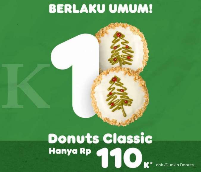 Promo Dunkin Donuts 25-31 Desember 2021, Ada 18 Donuts Classic Rp 100.000 untuk Umum