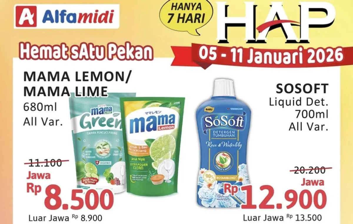 Katalog Promo Alfamidi Hemat Satu Pekan Periode 5-11 Januari 2026, Mama Lemon Murah!