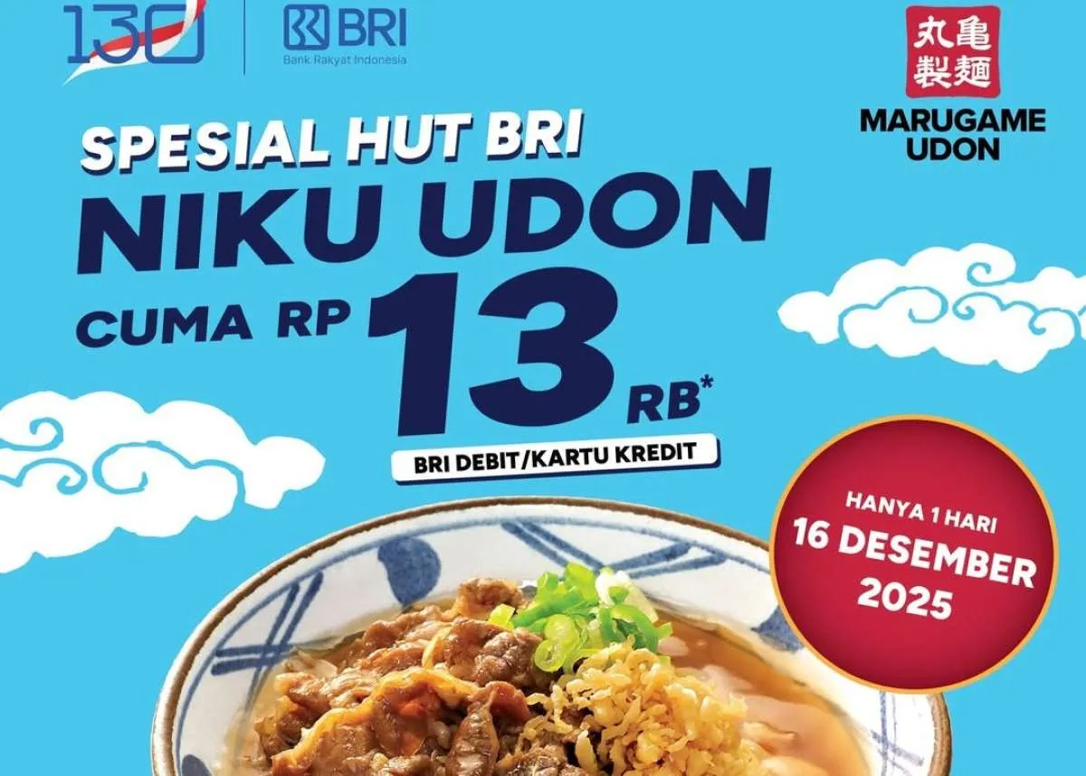 Promo HUT BRI di Marugame Udon Desember 2025, Rp 13.000 Hanya Hari Ini