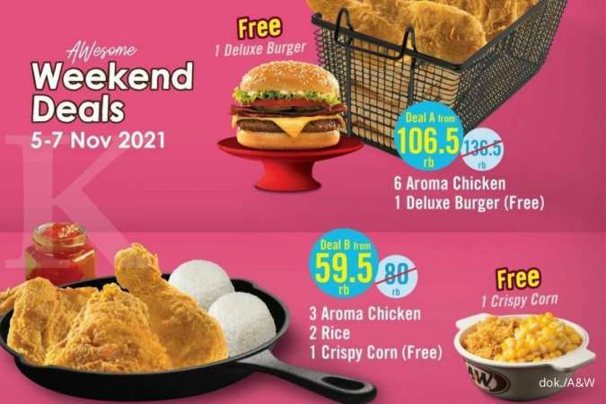 Promo A&W 5-7 November 2021, Banyak Diskon dan Gratis di Paket Weekend Deals