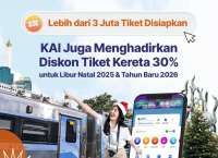 PNS WFH 29-31 Des 2025, Kuota Diskon 30% Tiket KAI Nataru 2025/2026 Masih 50%