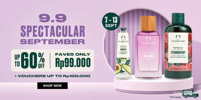 Promo 9.9 The Body Shop, Body Care hingga Makeup Diskon 60% sampai 13 September 2024